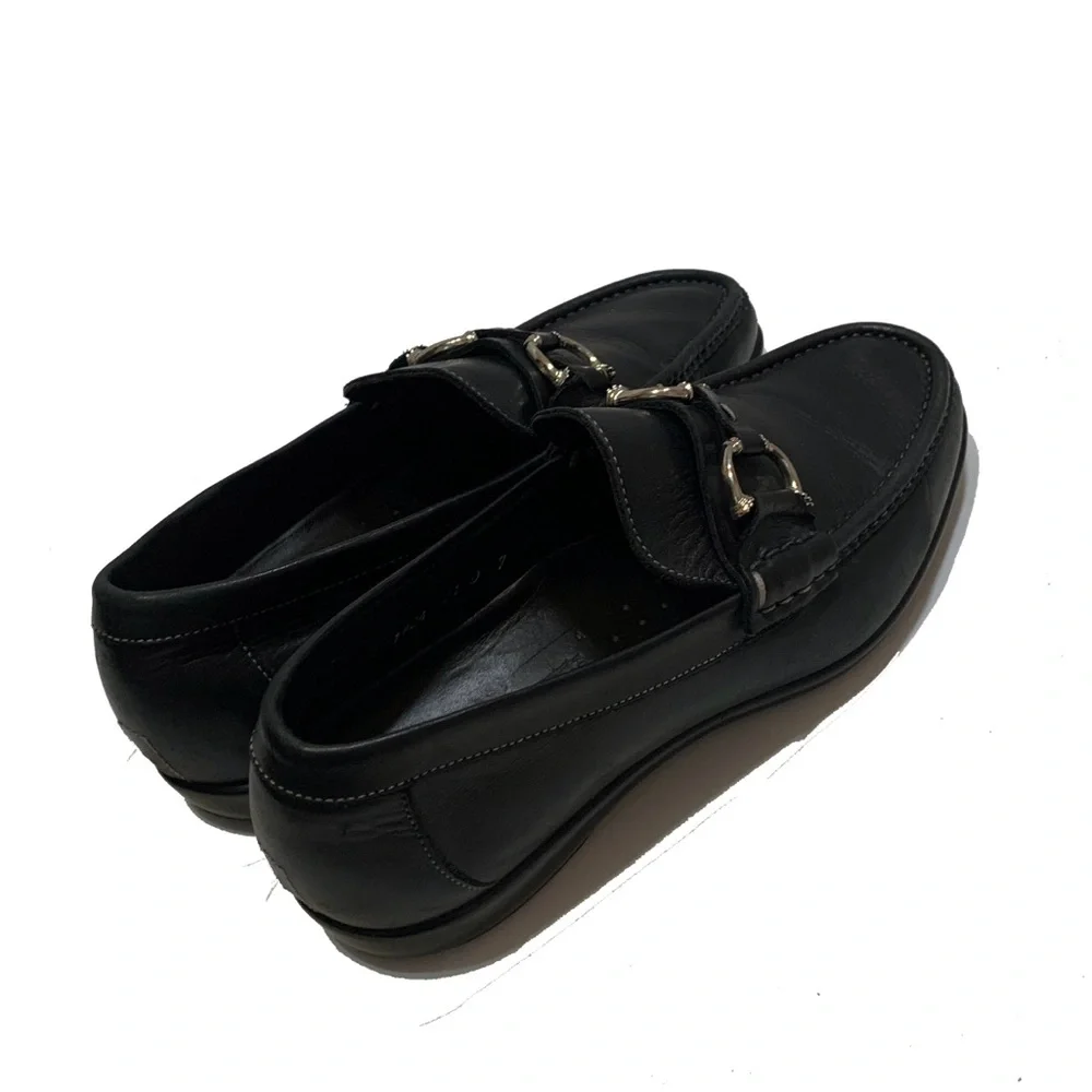 7 / Santoni Black Leather Loafers